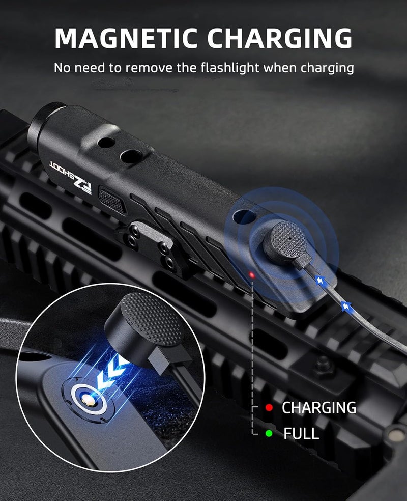 EZshoot 1700 Lumens Tactical Laser Light Combo for Rifle with Magnetic Rechargeable Compatible with Picatinny and M-Rail, Rilfe Flashlight Green Laser Light Combo with Strobe Mode - Image 2